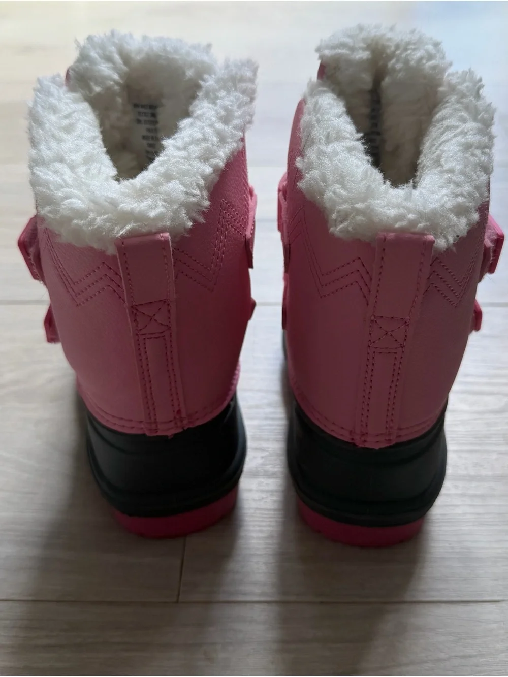 Cat & Jack Pink and Black Kids Snow Boots with Faux Fur